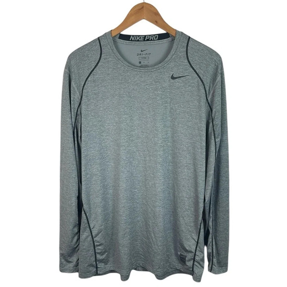 LS268 Mens Nike Pro Dri Fit FITTED Stretch Performance Workout Gym Shirt XL - Picture 3 of 6